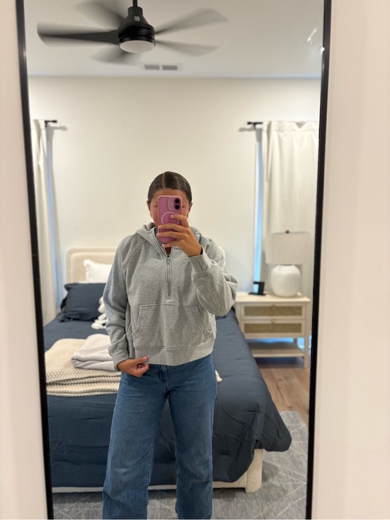 Quince Tops - Quince Heavyweight Fleece Cropped Half Zip Hoodie Size Small